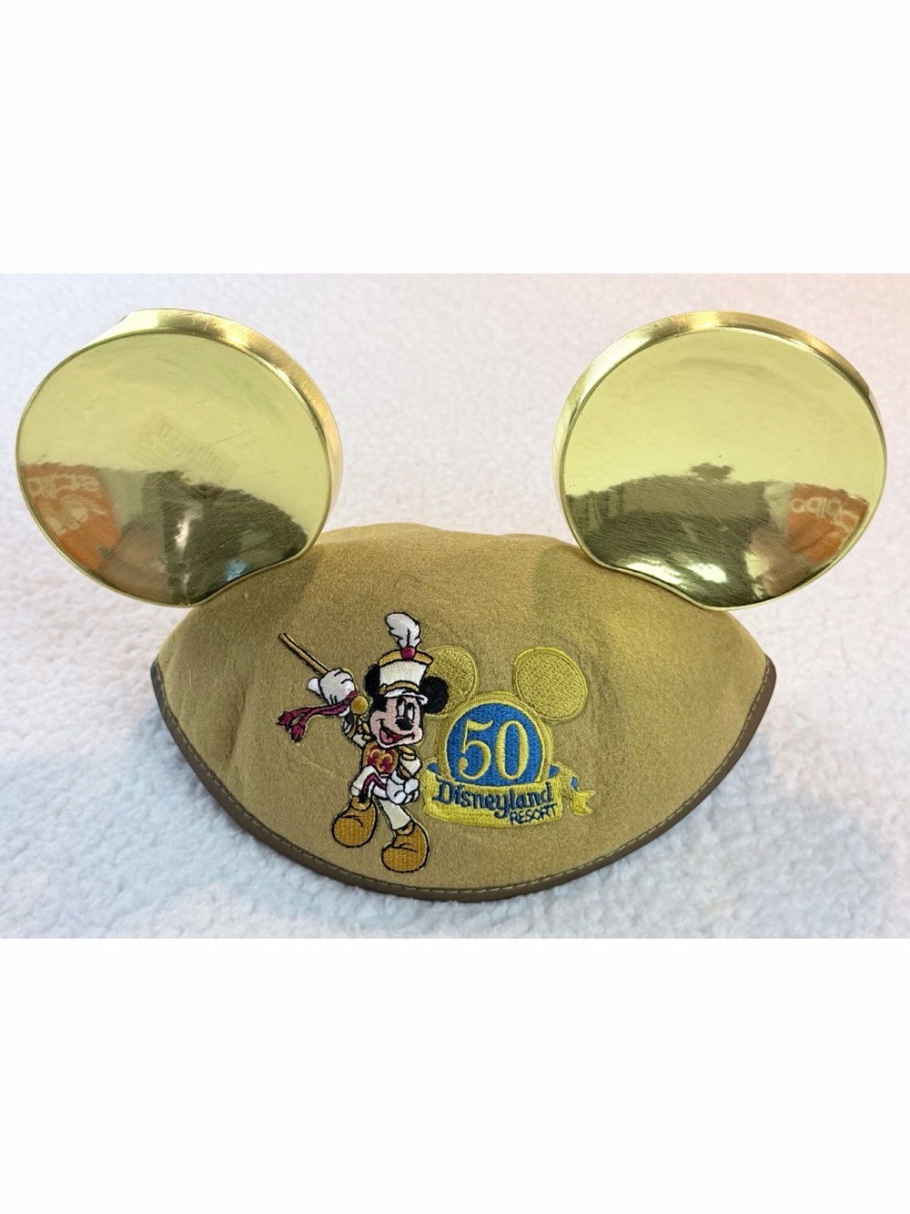 (VTG) DISNEY • Kids Gold Disneyland Resort 50th Anniversary Mickey Ears Hat, OS